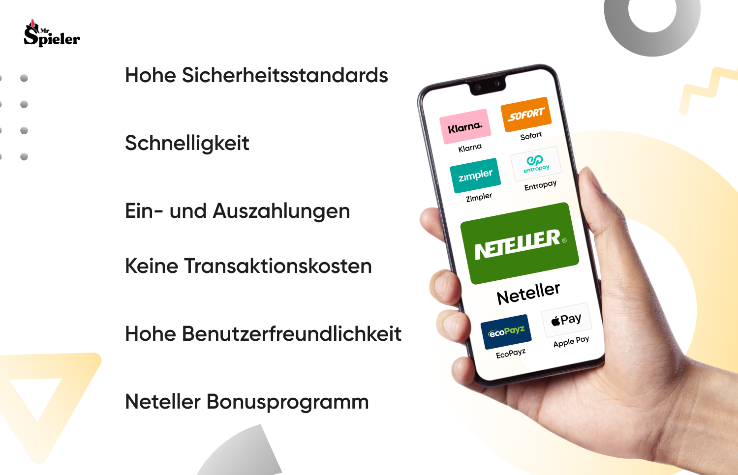 Hohe Sicherheitsstandards, Schnelligkeit, Keine Transaktionskosten, Benutzerfreundlichkeit und ein Bonusprogramm. Das sind die Neteller Vorteile.