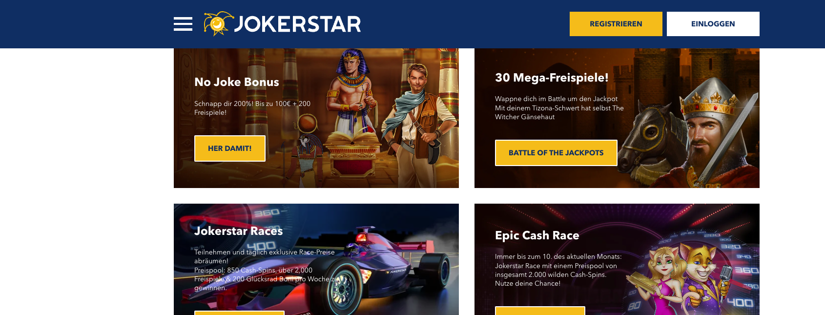 Jokerstar Casino Desktop Aktionen