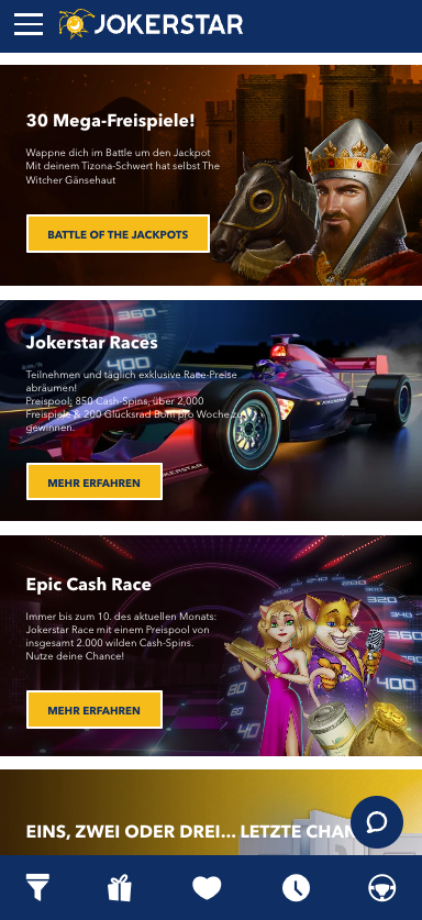 Jokerstar Casino Mobile Aktionen